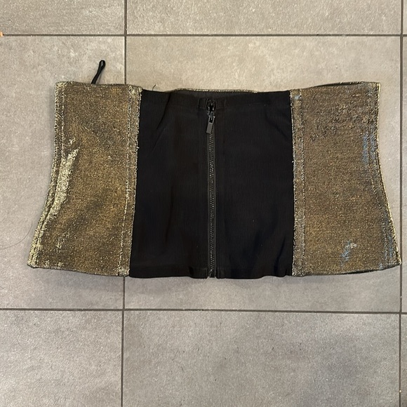 Tibi Gold Metallic Corset Wide Waist Belt - Picture 5 of 9